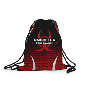 Рюкзак-мешок 3D с принтом Umbrella в Курске, 100% полиэстер | плотность ткани — 200 г/м2, размер — 35 х 45 см; лямки — толстые шнурки, застежка на шнуровке, без карманов и подкладки | biohazard | resident evil | s.t.a.r.s | stars | umbrella | umbrella corp | umbrella corporation | амбрелла | амбрелла лого | вирус | корпорация амбрелла | обитель зла | обитель зла ремейк | резидент | резидент ивл | старс
