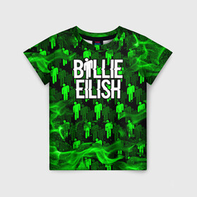 Детская футболка 3D с принтом BILLIE EILISH в Курске, 100% гипоаллергенный полиэфир | прямой крой, круглый вырез горловины, длина до линии бедер, чуть спущенное плечо, ткань немного тянется | ayelish | bad guy | bellyache | bilie eilish | bilie elish | billie | billie eilish | eilish | electronic | elish | music | били айлиш | билли айлиш | эйлиш | элиш