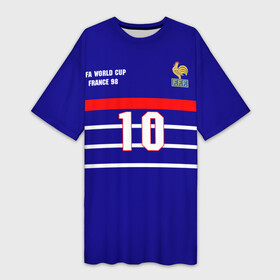 Платье-футболка 3D с принтом Форма Франции (Zidane) в Курске,  |  | zidane | зидан | зизу | зинедин зидан | легенда франции | номер 10 | реал мадрид | ретро форма | сборная франции | тренер реала | фильм такси | футболка из фильма такси | чемпионат мира 1998 | чемпионы мира