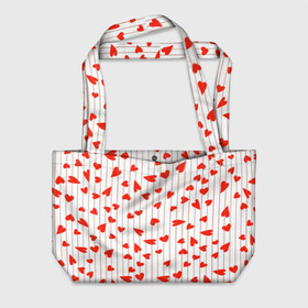 Пляжная сумка 3D с принтом Просто сердечки в Курске, 100% полиэстер | застегивается на металлическую кнопку; внутренний карман застегивается на молнию. Стенки укреплены специальным мягким материалом, чтобы защитить содержимое от несильных ударов
 | heart | hearts | lines | red | в | забавные | красные | линии | любовь | полоску | полосы | прикольные | рисунки | сердечки | сердце