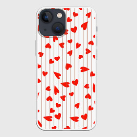 Чехол для iPhone 13 mini с принтом Просто сердечки в Курске,  |  | heart | hearts | lines | red | в | забавные | красные | линии | любовь | полоску | полосы | прикольные | рисунки | сердечки | сердце