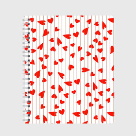 Тетрадь с принтом Просто сердечки в Курске, 100% бумага | 48 листов, плотность листов — 60 г/м2, плотность картонной обложки — 250 г/м2. Листы скреплены сбоку удобной пружинной спиралью. Уголки страниц и обложки скругленные. Цвет линий — светло-серый
 | heart | hearts | lines | red | в | забавные | красные | линии | любовь | полоску | полосы | прикольные | рисунки | сердечки | сердце