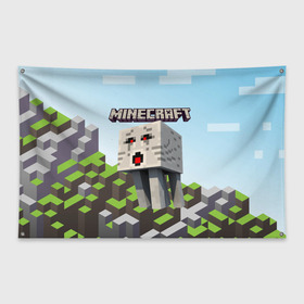 Флаг-баннер с принтом Minecraft в Курске, 100% полиэстер | размер 67 х 109 см, плотность ткани — 95 г/м2; по краям флага есть четыре люверса для крепления | minecraft | копатель | кубики | майкрафт | майнкрафт | мморг | мультиплеер | пиксели | пиксельная игра | развивающая игра | рпг | строительство | стройка