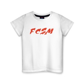 Детская футболка хлопок с принтом FCSM в Курске, 100% хлопок | круглый вырез горловины, полуприлегающий силуэт, длина до линии бедер | fc spartak | fcsm | spartak | spartak moscow | красно белые | спартак | спартак москва | фк спартак | фксм