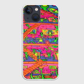 Чехол для iPhone 13 mini с принтом ИНОПЛАНЕТЯНЕ   КИСЛОТА в Курске,  |  | abstract | abstraction | color | geometry | paitnt | psy | абстракция | геометрия | краски | неоновые | психоделика