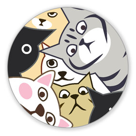 Коврик для мышки круглый с принтом Котики Шпионы в Курске, резина и полиэстер | круглая форма, изображение наносится на всю лицевую часть | anime | art | casual | cat | cats | cute | funny | kawaii | kitty | meme | memes | pussy | selfie | аниме | арт | животные | каваи | кавай | кот | коте | котик | котики | коты | кошка | кэжуал | мем | мемы | милота | приколы | прикольные | се