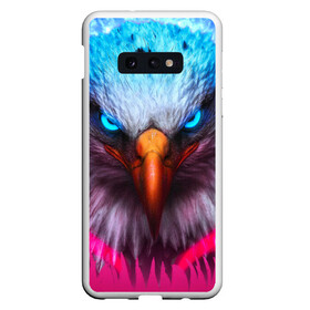 Чехол для Samsung S10E с принтом Взгляд орла (Eagle gaze) в Курске, Силикон | Область печати: задняя сторона чехла, без боковых панелей | альтаир | америка | белгород | беркут | взгляд | герб | глаз | глаза | гнездо | город | дальнозоркость | зоркость | клюв | крыло | крылья | лира | монета | монтана | небо | нос | ореол | орлов | перо | полёт