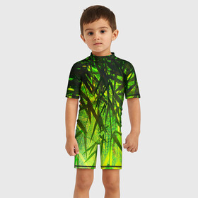 Детский купальный костюм 3D с принтом ТРАВА   TRAVA в Курске, Полиэстер 85%, Спандекс 15% | застежка на молнии на спине | summer | tropic | жара | летний | лето | отдых | пальмы | природа | текстура | тропикано | тропики
