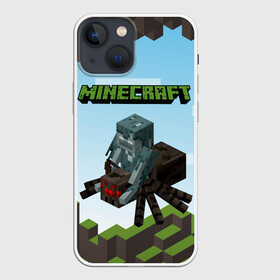 Чехол для iPhone 13 mini с принтом Minecraft паук в Курске,  |  | minecraft | копатель | кубики | майкрафт | майнкрафт | мморг | мультиплеер | пиксели | пиксельная игра | развивающая игра | рпг | строительство | стройка