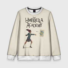 Детский свитшот 3D с принтом The umbrella academy в Курске, 100% полиэстер | свободная посадка, прямой крой, мягкая тканевая резинка на рукавах и понизу свитшота | Тематика изображения на принте: dark horse comics | netflix | the umbrella academy | umbrella | академия амбрелла | белая скрипка | бен харгривз | комикс | комильфо | космобой | кракен | реджинальд харгривз | сеанс | слух