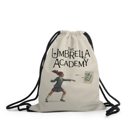 Рюкзак-мешок 3D с принтом The umbrella academy в Курске, 100% полиэстер | плотность ткани — 200 г/м2, размер — 35 х 45 см; лямки — толстые шнурки, застежка на шнуровке, без карманов и подкладки | dark horse comics | netflix | the umbrella academy | umbrella | академия амбрелла | белая скрипка | бен харгривз | комикс | комильфо | космобой | кракен | реджинальд харгривз | сеанс | слух