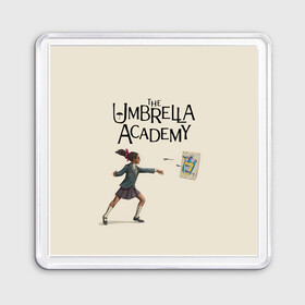 Магнит 55*55 с принтом The umbrella academy в Курске, Пластик | Размер: 65*65 мм; Размер печати: 55*55 мм | Тематика изображения на принте: dark horse comics | netflix | the umbrella academy | umbrella | академия амбрелла | белая скрипка | бен харгривз | комикс | комильфо | космобой | кракен | реджинальд харгривз | сеанс | слух