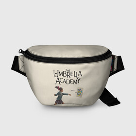 Поясная сумка 3D с принтом The umbrella academy в Курске, 100% полиэстер | плотная ткань, ремень с регулируемой длиной, внутри несколько карманов для мелочей, основное отделение и карман с обратной стороны сумки застегиваются на молнию | dark horse comics | netflix | the umbrella academy | umbrella | академия амбрелла | белая скрипка | бен харгривз | комикс | комильфо | космобой | кракен | реджинальд харгривз | сеанс | слух