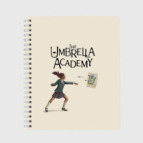 Тетрадь с принтом The umbrella academy в Курске, 100% бумага | 48 листов, плотность листов — 60 г/м2, плотность картонной обложки — 250 г/м2. Листы скреплены сбоку удобной пружинной спиралью. Уголки страниц и обложки скругленные. Цвет линий — светло-серый
 | dark horse comics | netflix | the umbrella academy | umbrella | академия амбрелла | белая скрипка | бен харгривз | комикс | комильфо | космобой | кракен | реджинальд харгривз | сеанс | слух