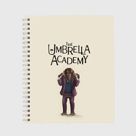 Тетрадь с принтом The umbrella academy в Курске, 100% бумага | 48 листов, плотность листов — 60 г/м2, плотность картонной обложки — 250 г/м2. Листы скреплены сбоку удобной пружинной спиралью. Уголки страниц и обложки скругленные. Цвет линий — светло-серый
 | dark horse comics | netflix | the umbrella academy | umbrella | академия амбрелла | белая скрипка | бен харгривз | комикс | комильфо | космобой | кракен | реджинальд харгривз | сеанс | слух