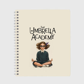 Тетрадь с принтом The umbrella academy в Курске, 100% бумага | 48 листов, плотность листов — 60 г/м2, плотность картонной обложки — 250 г/м2. Листы скреплены сбоку удобной пружинной спиралью. Уголки страниц и обложки скругленные. Цвет линий — светло-серый
 | dark horse comics | netflix | the umbrella academy | umbrella | академия амбрелла | белая скрипка | бен харгривз | комикс | комильфо | космобой | кракен | реджинальд харгривз | сеанс | слух