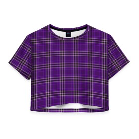 Женская футболка Crop-top 3D с принтом The Gentlemen Violet в Курске, 100% полиэстер | круглая горловина, длина футболки до линии талии, рукава с отворотами | boys | cell | gentlmen | pattern | боевик | гайричи | геометрия | джентельмены | джентльмен | квадраты | клетка | клетчатый | комедия | криминал | линии | мужские | пацанские | полоска | полосы | текстура | узор