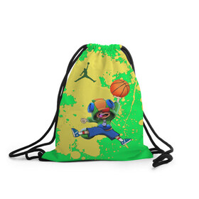 Рюкзак-мешок 3D с принтом Brawl STARS (Jordan) в Курске, 100% полиэстер | плотность ткани — 200 г/м2, размер — 35 х 45 см; лямки — толстые шнурки, застежка на шнуровке, без карманов и подкладки | air jordan | brawl | leon | moba | stars | supercell | баскетбол | игра | коллаборация | коллаж | паттерн