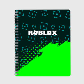 Тетрадь с принтом ROBLOX РОБЛОКС в Курске, 100% бумага | 48 листов, плотность листов — 60 г/м2, плотность картонной обложки — 250 г/м2. Листы скреплены сбоку удобной пружинной спиралью. Уголки страниц и обложки скругленные. Цвет линий — светло-серый
 | blocks | blox | game | games | logo | minecraft | mobile | online | roblocks | roblox | robux | studio | блоки | игра | игры | квадрат | квадратик | кщидщч | лого | логотип | майнкрафт | онлайн | роблокс | робукс | символ | символы | студия