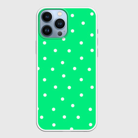 Чехол для iPhone 13 Pro Max с принтом Горошек на зеленом в Курске,  |  | baby | casual | girl | green | pattern | геометрия | горох | горошек | девушкам | детские | зелень | круги | круглый | кружочки | летние | лето | листья | многоточие | мятный | нежные | орнамент | пастельные | паттерн