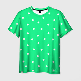 Мужская футболка 3D с принтом Горошек на зеленом в Курске, 100% полиэфир | прямой крой, круглый вырез горловины, длина до линии бедер | Тематика изображения на принте: baby | casual | girl | green | pattern | геометрия | горох | горошек | девушкам | детские | зелень | круги | круглый | кружочки | летние | лето | листья | многоточие | мятный | нежные | орнамент | пастельные | паттерн