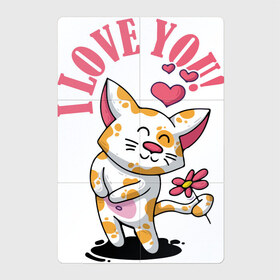 Магнитный плакат 2Х3 с принтом I love you! в Курске, Полимерный материал с магнитным слоем | 6 деталей размером 9*9 см | cat | ears | eyes | flower | gift | heart | kitten | love | moustache | muzzle | paws | shadow | tail | арт | глаза | животные | картинка | кот | котенок | кошка | лапы | любовь | рисунок | сердце | тень | усы | уши | хвост | цветок