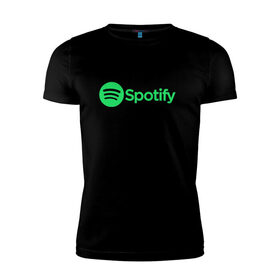 Мужская футболка хлопок Slim с принтом Spotify в Курске, 92% хлопок, 8% лайкра | приталенный силуэт, круглый вырез ворота, длина до линии бедра, короткий рукав | spotify | арт | лого | спотифай