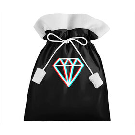 Подарочный 3D мешок с принтом Glitch Diamond в Курске, 100% полиэстер | Размер: 29*39 см | Тематика изображения на принте: diamond | glitch | rgb | алмаз | глитч | глич