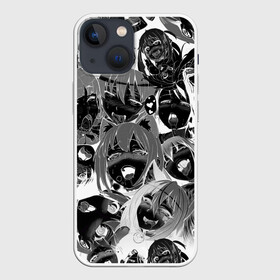 Чехол для iPhone 13 mini с принтом Ахегао паттерн черный в Курске,  |  | ahegao | kawai | kowai | oppai | otaku | senpai | sugoi | waifu | yandere | ахегао | ковай | отаку | семпай | сенпай | сэмпай | яндере