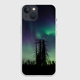 Чехол для iPhone 13 с принтом Северное сияние в Курске,  |  | дерево | деревья | звезда | звездное | звезды | космический | космос | космосе | кусты | лес | леса | лесной | лучи | небо | ночное | ночь | природа | север | северное | сияние | сиянием | сияния