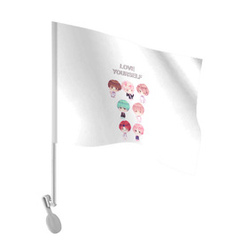 Флаг для автомобиля с принтом BTS Love Yourself в Курске, 100% полиэстер | Размер: 30*21 см | bts | k pop | love | love yourself | битиес