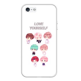 Чехол для iPhone 5/5S матовый с принтом BTS Love Yourself в Курске, Силикон | Область печати: задняя сторона чехла, без боковых панелей | bts | k pop | love | love yourself | битиес