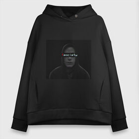 Женское худи Oversize хлопок с принтом Fsociety Mr Robot в Курске, френч-терри — 70% хлопок, 30% полиэстер. Мягкий теплый начес внутри —100% хлопок | боковые карманы, эластичные манжеты и нижняя кромка, капюшон на магнитной кнопке | Тематика изображения на принте: fscoiety | mrrobot | мистер робот | надпись | рами малек