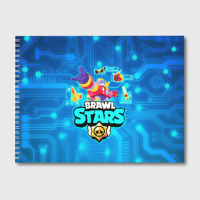 Альбом для рисования с принтом Вольт - Brawl Stars в Курске, 100% бумага
 | матовая бумага, плотность 200 мг. | Тематика изображения на принте: bolt | surge | volt | бравл | бравлер | бравлпасс | бравлстарс | бравлстарс игра | бравлы | новый перс | перс бравл | робот | сурдж | сурж