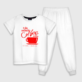 Детская пижама хлопок с принтом День без кофе в Курске, 100% хлопок |  брюки и футболка прямого кроя, без карманов, на брюках мягкая резинка на поясе и по низу штанин
 | a day | coffe | coffee | cup | drawing | drawings | mug | without coffee | без идей | бодрый | день | кофе | кофеек | кофеин | кофейная | кофеман | кофеманка | кружка кофе | любителям кофе | не представляю | нет идей | рисунок | с кофе