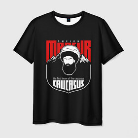 Мужская футболка 3D с принтом ШЕЙХ МАНСУР в Курске, 100% полиэфир | прямой крой, круглый вырез горловины, длина до линии бедер | caucasus | mansur | sheih | кавказ | мансур | нохчо | чечня | шейх мансур