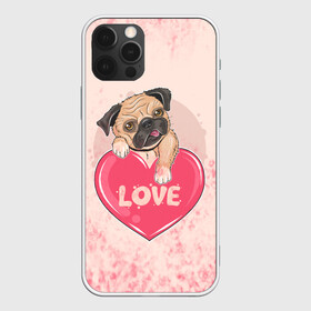 Чехол для iPhone 12 Pro с принтом Love Pug (Z) в Курске, силикон | область печати: задняя сторона чехла, без боковых панелей | Тематика изображения на принте: dog | doggie | doggy | mops | pug | декоративная собака | друг человека | другу | кинолог | лабрадор | малые молоссоиды | мопс | мопсик | мохнатый | пес | пёсель | пёсик | подарок | подруге | собака | собакен | собаки