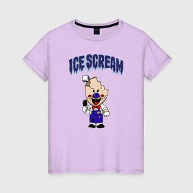 Женская футболка хлопок с принтом Ice Scream в Курске, 100% хлопок | прямой крой, круглый вырез горловины, длина до линии бедер, слегка спущенное плечо | horror | ice scream | neighborhood | аркадный | хоррор
