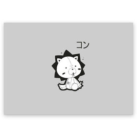 Поздравительная открытка с принтом Кон Bleach в Курске, 100% бумага | плотность бумаги 280 г/м2, матовая, на обратной стороне линовка и место для марки
 | bleach | japan | kon | leon | аниме | блич | иероглифы | итиго | ичиго | кавай | кон | куросаги | куросаки | лев | львенок | мило | мишка | рукия | синигами | стиль | шинигами | япония | японский