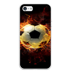 Чехол для iPhone 5/5S матовый с принтом Мяч в Курске, Силикон | Область печати: задняя сторона чехла, без боковых панелей | мяч | огонь | пламя | футбол | футбольный мяч