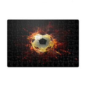 Пазл магнитный 126 элементов с принтом Мяч в Курске, полимерный материал с магнитным слоем | 126 деталей, размер изделия —  180*270 мм | мяч | огонь | пламя | футбол | футбольный мяч