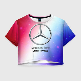 Женская футболка Crop-top 3D с принтом MERCEDES / МЕРСЕДЕС в Курске, 100% полиэстер | круглая горловина, длина футболки до линии талии, рукава с отворотами | amg | auto | bens | benz | logo | merc | mercedes | mercedes benz | mersedes | moto | new | star | vthctltc | авто | амг | бенц | звезда | класс | лого | логотип | мерин | мерс | мерседес | мерседес бенц | мото | новый | символ | символы | ьуксуву