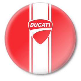 Значок с принтом DUCATI в Курске,  металл | круглая форма, металлическая застежка в виде булавки | ducati | moto | дукати | мото | мотоспорт