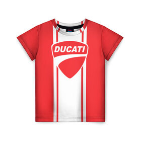 Детская футболка 3D с принтом DUCATI в Курске, 100% гипоаллергенный полиэфир | прямой крой, круглый вырез горловины, длина до линии бедер, чуть спущенное плечо, ткань немного тянется | ducati | moto | дукати | мото | мотоспорт