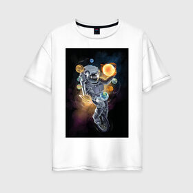 Женская футболка хлопок Oversize с принтом Астронавт в Курске, 100% хлопок | свободный крой, круглый ворот, спущенный рукав, длина до линии бедер
 | 