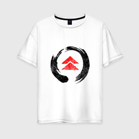 Женская футболка хлопок Oversize с принтом Ghost of Tsushima Black (Z) в Курске, 100% хлопок | свободный крой, круглый ворот, спущенный рукав, длина до линии бедер
 | game | ghost of tsushima | jin sakai | samurai | дзин сакай | игра | призрак цусимы | самурай