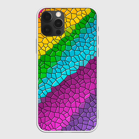Чехол для iPhone 12 Pro Max с принтом Яркая мозаика в Курске, Силикон |  | желтый | зелёный | красный | мозаика | оранжевый | радуга | синий | фиолетовый | цвета | яркие | яркие цвета