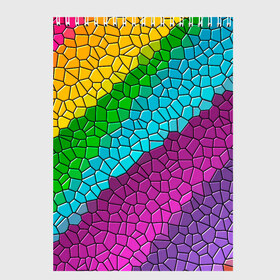 Скетчбук с принтом Яркая мозаика в Курске, 100% бумага
 | 48 листов, плотность листов — 100 г/м2, плотность картонной обложки — 250 г/м2. Листы скреплены сверху удобной пружинной спиралью | желтый | зелёный | красный | мозаика | оранжевый | радуга | синий | фиолетовый | цвета | яркие | яркие цвета