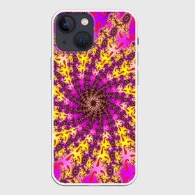 Чехол для iPhone 13 mini с принтом НЕОНОВЫЙ РОЗОВЫЙ ФРАКТАЛ в Курске,  |  | abstract | abstraction | color | fractal | geometry | paitnt | psy | rdtktr | абстракция | геометрия | краски | неоновые | психоделика | фрактал