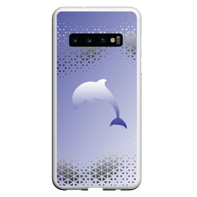 Чехол для Samsung Galaxy S10 с принтом Минималистичный дельфин в Курске, Силикон | Область печати: задняя сторона чехла, без боковых панелей | Тематика изображения на принте: dolphin | minimalism | sea | дельфин | минимализм | море